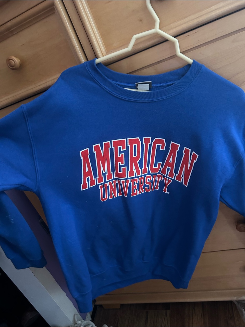 American University blue crewneck sweatshirt